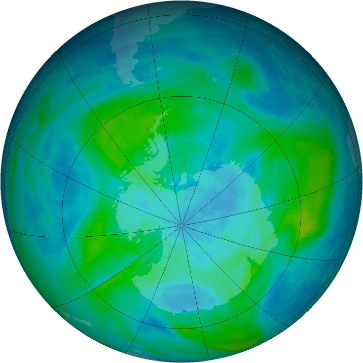 Antarctic ozone map for 16 March 1987